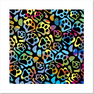 Abstract Fun Colorful Paw Prints Posters and Art